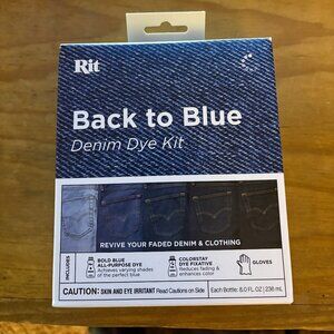 Rit Back to Blue Denim Dye Kit New in Box Includes Dye, Fixative, Gloves Fabric